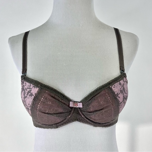 Kinga Pink & Brown Push-Up Bra 32C - Picture 2 of 8